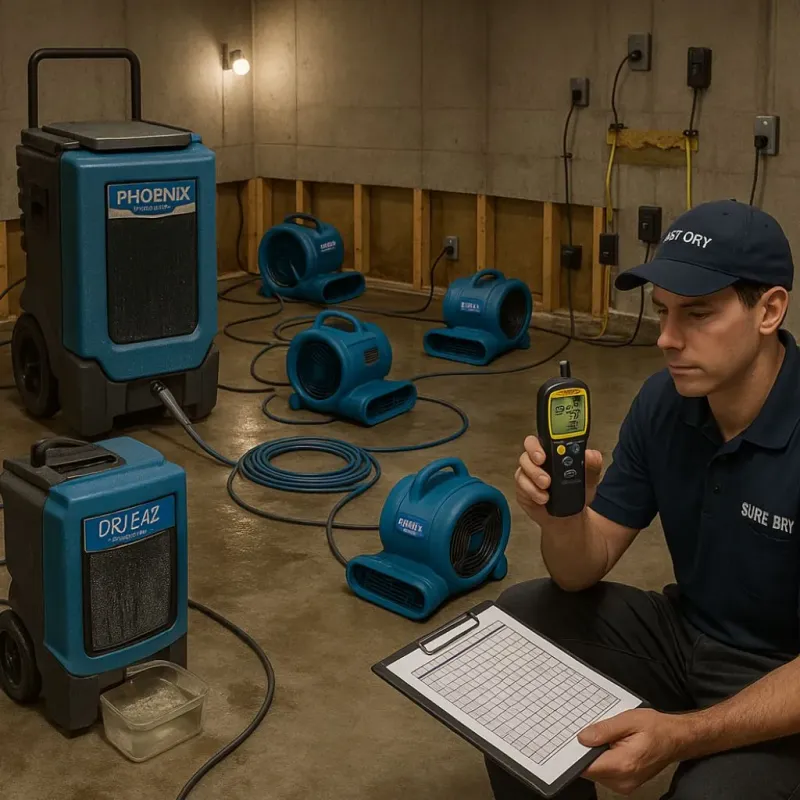 Structural Drying and Dehumidification process in Edmonston, MD